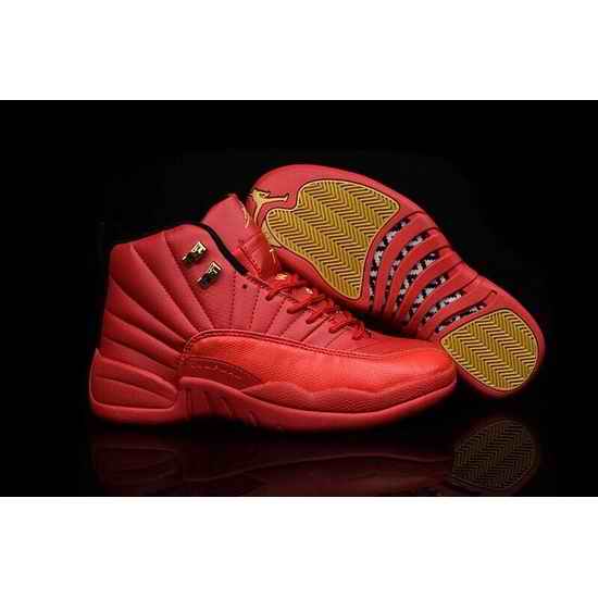 Air Jordan 12 Retro Men Shoes Red Golden